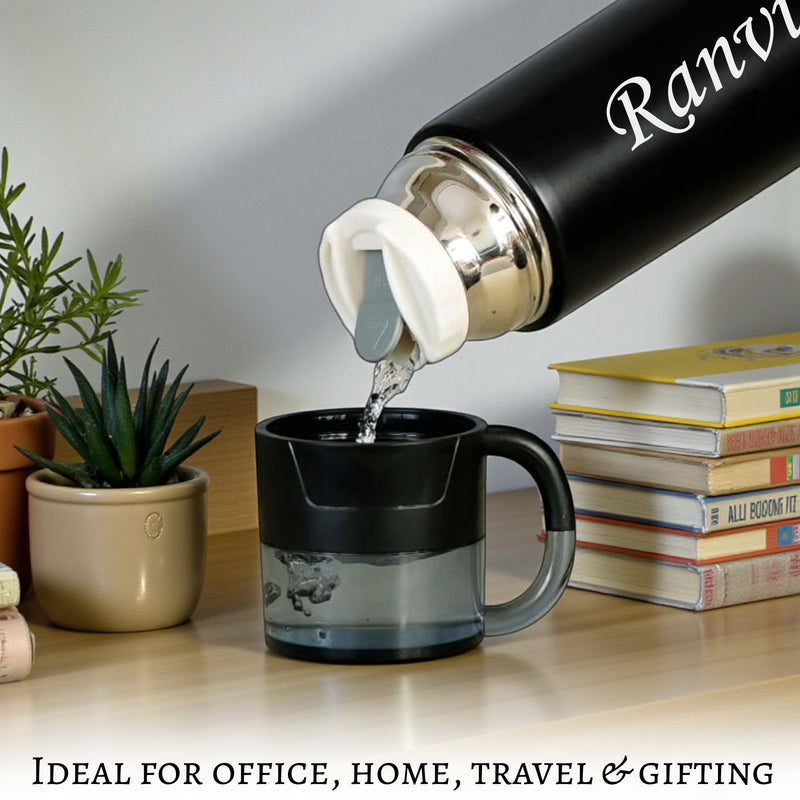 Customized Insulated Flask 3 Cup Set (500 ml) | Name & Company Logo Engraved