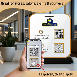 Custom Acrylic QR Code Stand with 2 QR Slots – 6x8 Inch Table Display