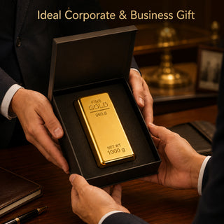 Realistic Metal Gold Bar Paperweight | Gold Biscuit Paper Weight for Office Table (Pack of 2)