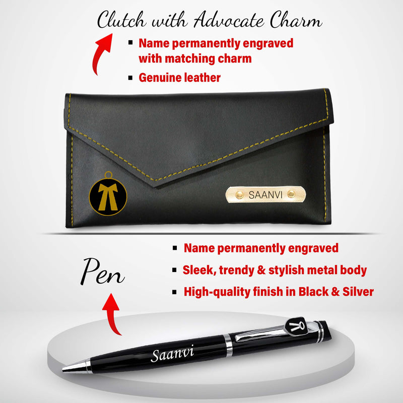Personalized Advocate Combo-Advocate Key-Chain with Charm, Advocate Pen , and Clutch with Name & Adv. Charm.