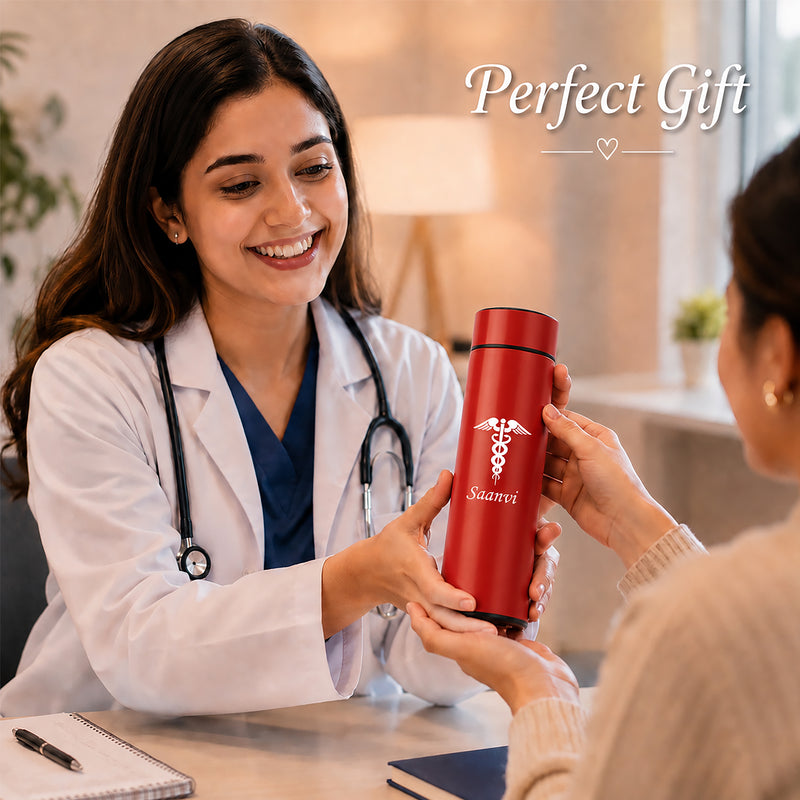 Personalized Custom Doctor's logo & Name Engraved Water Bottle.
