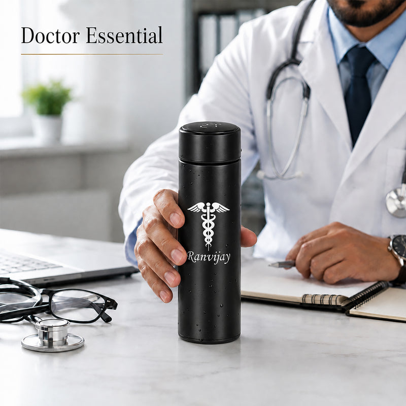 Personalized Custom Doctor's logo & Name Engraved Water Bottle.