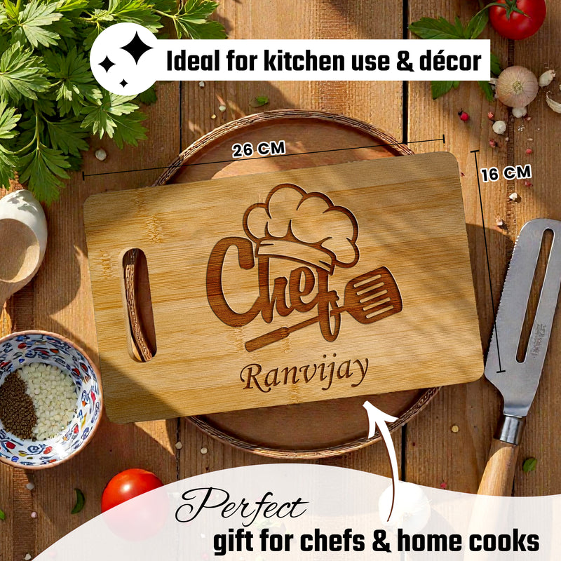 Personalized Chef Engraved Wooden Chopping Board – Custom Name