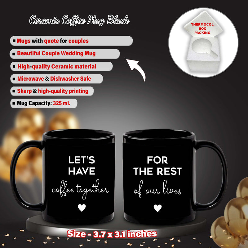 Couple Coffee Mug & Keychain Set (2)  – 'Let's Have Coffee Together' Quote Printed.