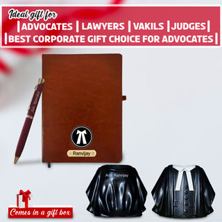 Customized Advocate Desk Set - Coat Pen Stand, Pen & A5 Diary.