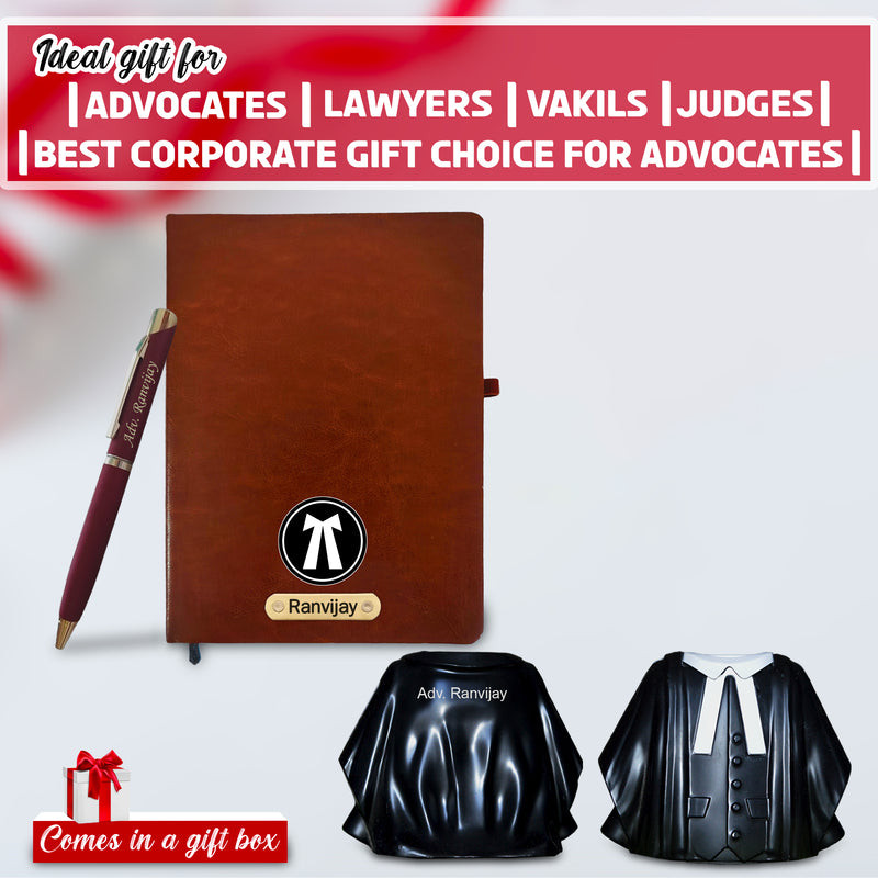 Customized Advocate Desk Set - Coat Pen Stand, Pen & A5 Diary.
