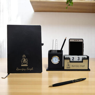 Engineer's Combo Set-Slim Pen, Pen Stand with (Engineer Logo),& A5 Black Diary