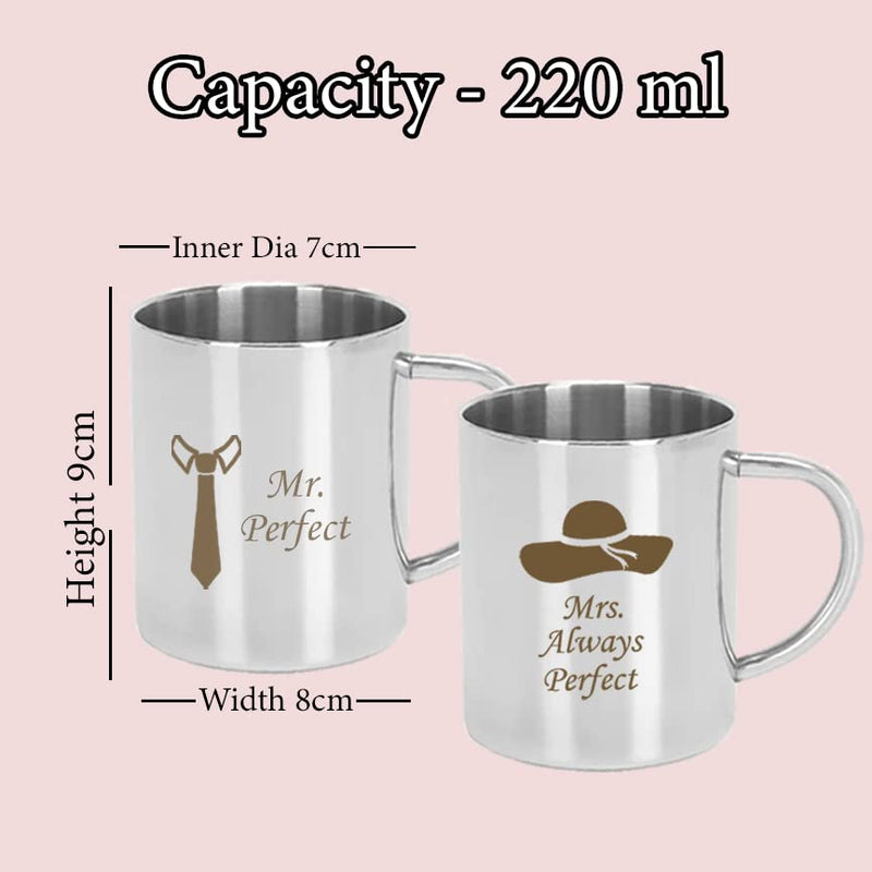 Steel Couple Mug Set (Pack of 2).