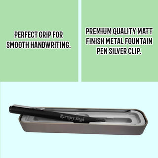 Customized Parker Vector Matte Black Fountain Pen (Silver clip)