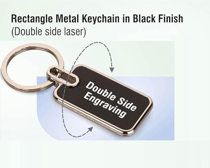 Black Metal Keychain with Name or Small Message Engraved