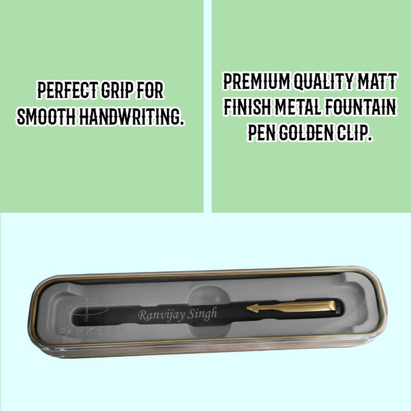 Parker Vector Matte Black Fountain Pen (Golden clip)