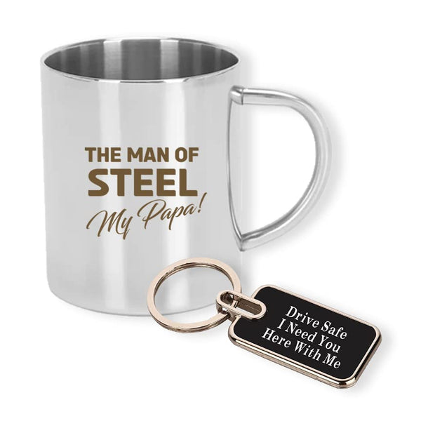 Stainless Steel Coffee Mug & Keychain