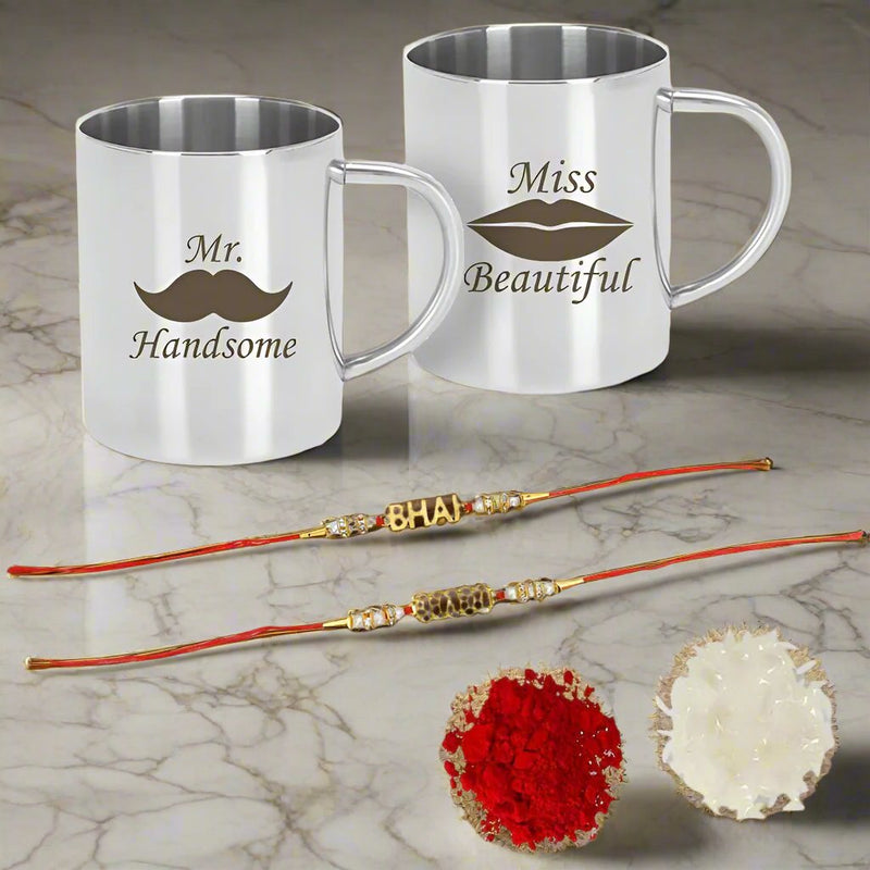 Bhaiya Bhabhi-Steel Mug Set.