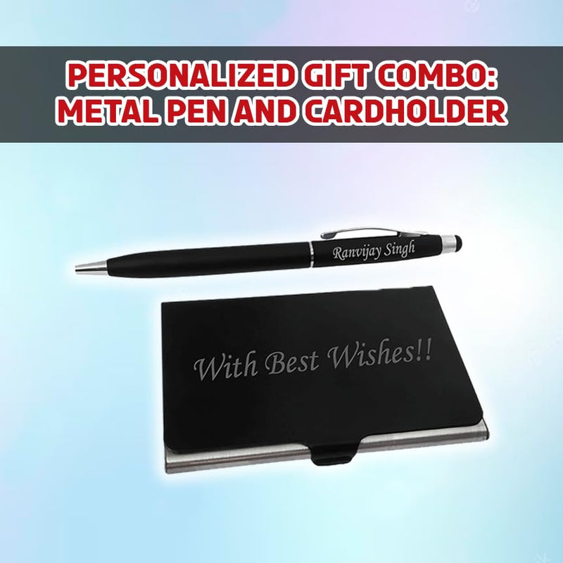 "Personalized Pen and Card Holder (Black) "