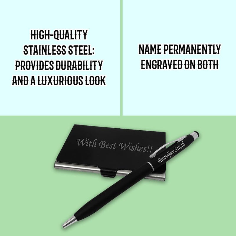 "Personalized Pen and Card Holder (Black) "