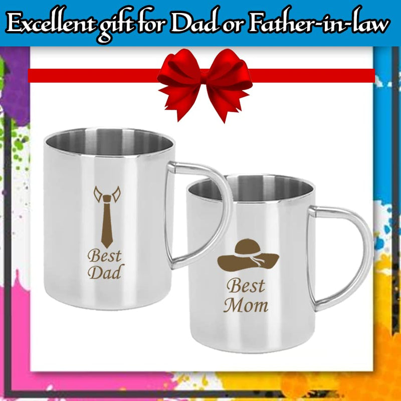 Stainless Steel Mug - Best Dad & Mom Design.