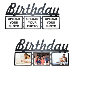Personalized Happy Birthday Frame with Your 3 Favorite Pictures Printed