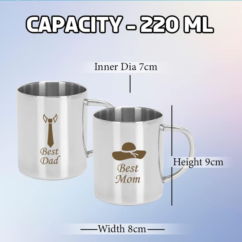 Stainless Steel Mug - Best Dad & Mom Design.