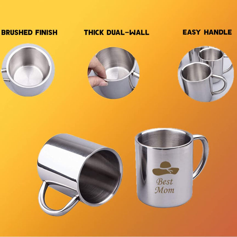 Stainless Steel Coffee Mug With Best Mom Quote Engraved.