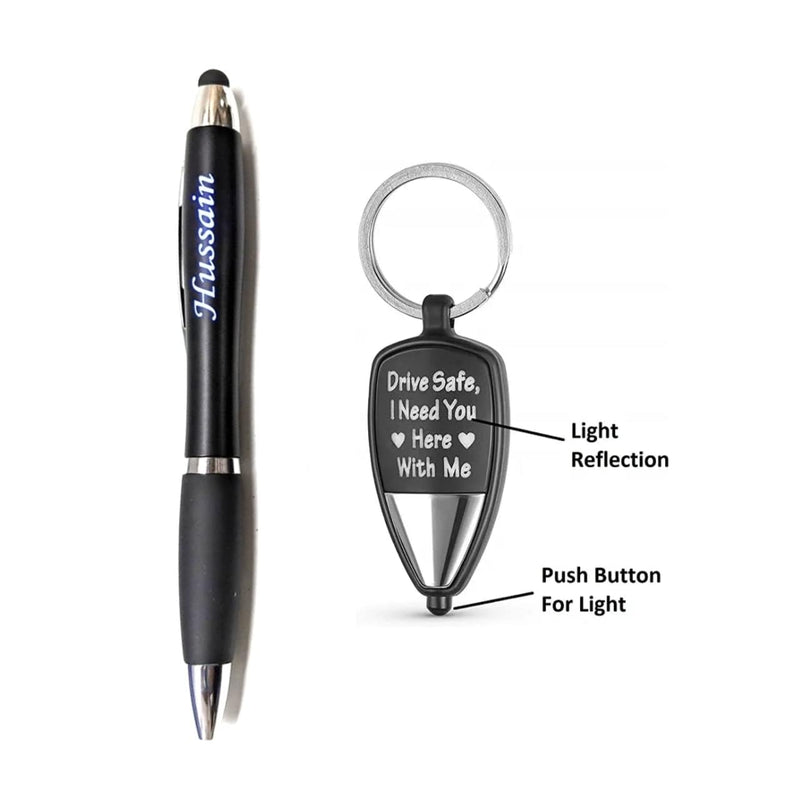 Led Twist Ball Pen & Keychain, Led Light with Customized Name