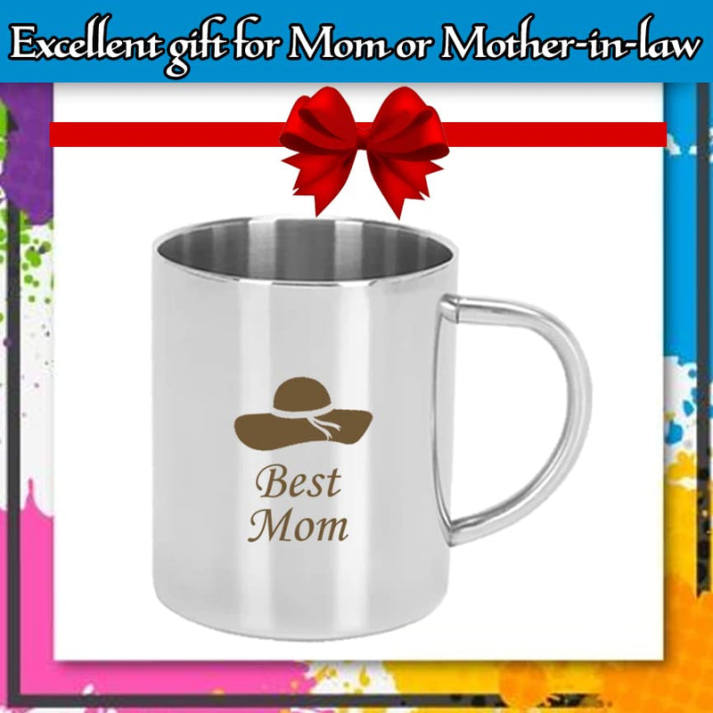 Stainless Steel Coffee Mug With Best Mom Quote Engraved.