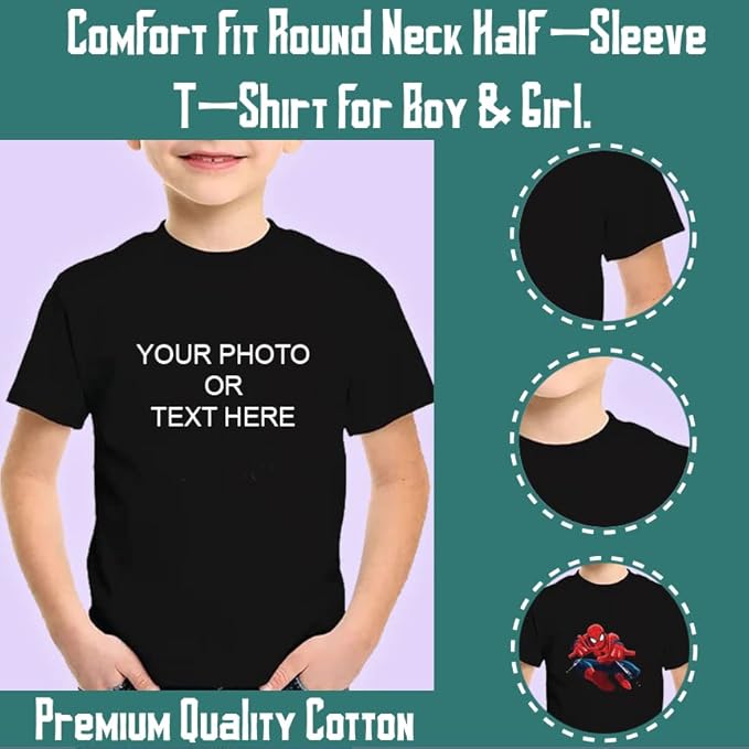 Personalized T-Shirt with Photo, Text, Quote, Wishes Printed for Your Kid
