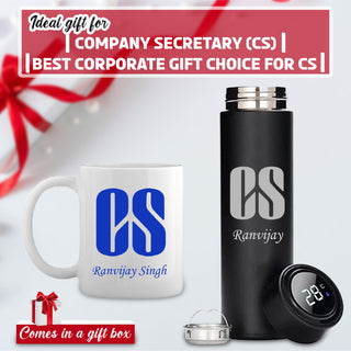 CS Drinkware Combo: Black Bottle & Theme Mug.