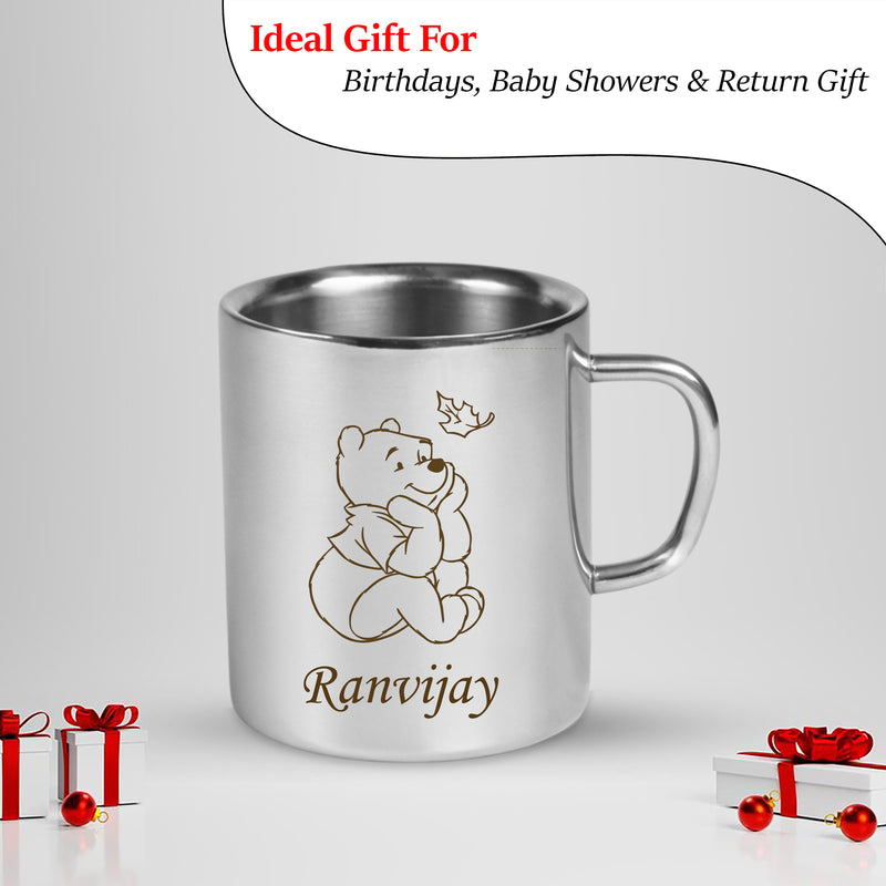 Personalized Stainless Steel Mug for Kids – Cartoon Character and Name Engraved