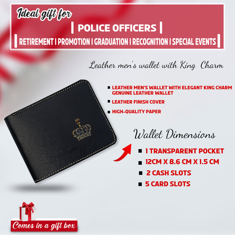 Police Set NP- Pen, Keychain, Bottle, Diary with 'Best Police Officer Ever' Engraved, Wallet with King Charm