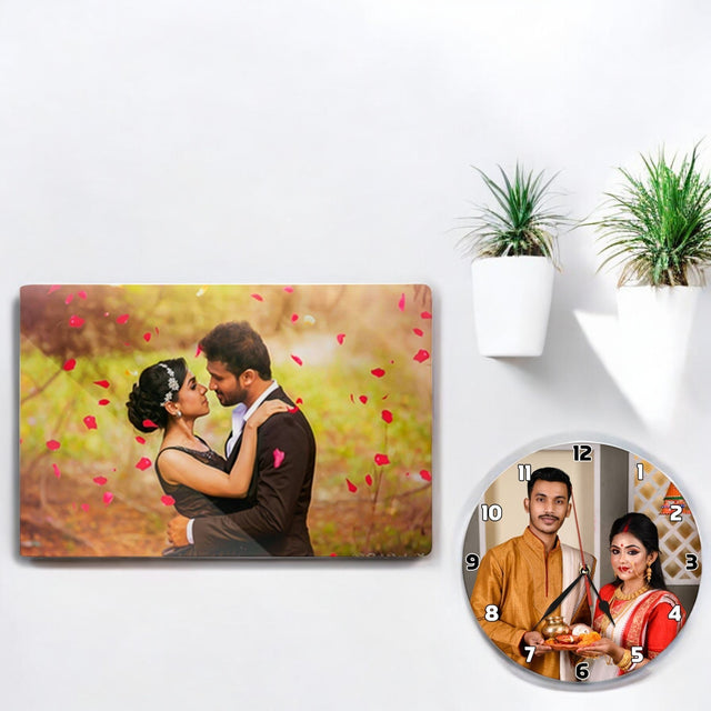 Housewarming Gift Set- Acrylic Frame & Photo Wall Clock