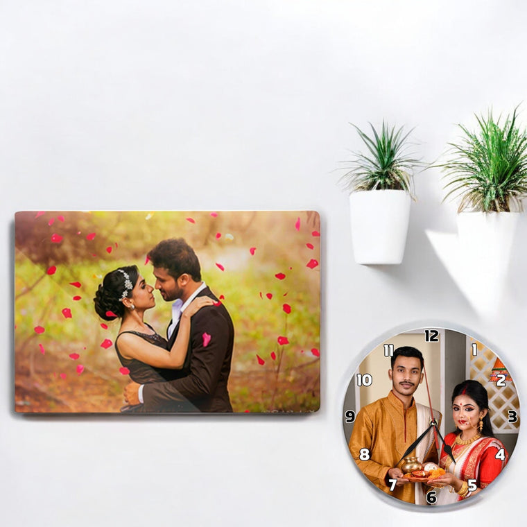 Housewarming Gift Set- Acrylic Frame & Photo Wall Clock