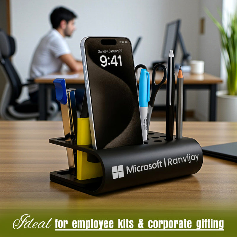 Customized Metal Desk Organizer with Name & Company Logo | Office Gift India