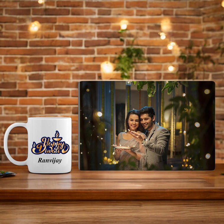 Diwali Combo Set - Custom Acrylic Frame  & Ceramic Mug