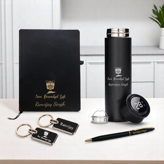 Custom Combo Set - Metal Keychain, Temp Bottle, Slim Pen & Diary