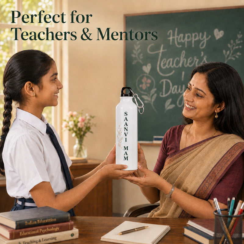 Personalized Teacher’s Day Aluminium Sipper Bottle with Name | World’s Best Teacher Gift