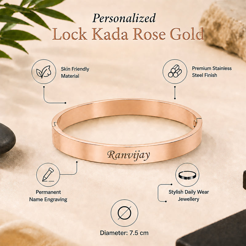 Customized Lock Kada Bracelet - Custom Name Engraved