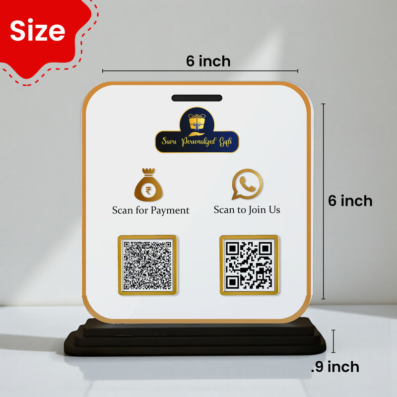 Custom Acrylic QR Code Stand with 2 QR Slots – 6x8 Inch Table Display