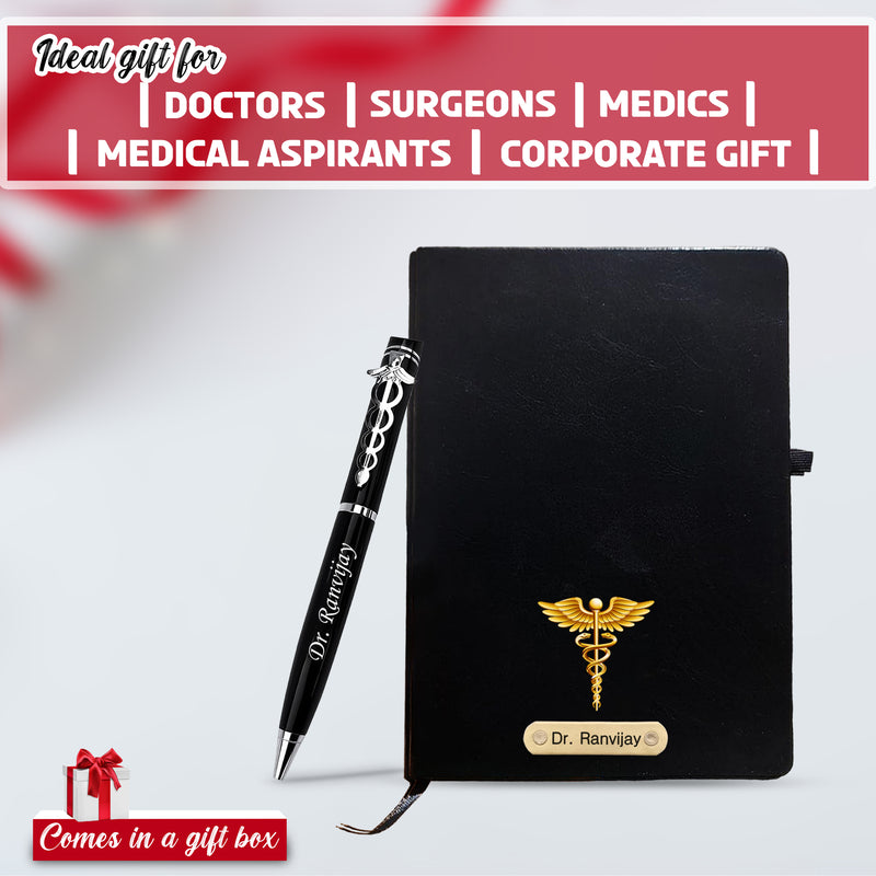 Personalized Doctor's Gift: Engraved Pen & Diary Set.