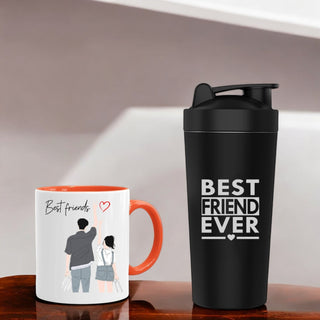 Friendship Day Gifts- Ceramic Mug, Gym Shaker Set.