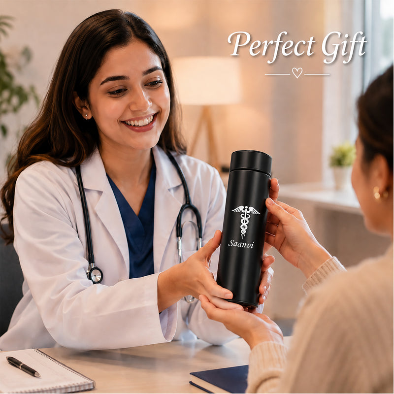 Personalized Custom Doctor's logo & Name Engraved Water Bottle.