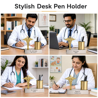 Custom Doctor Symbol Pen Stand with Engraved Name & Designation | Gift for Doctors