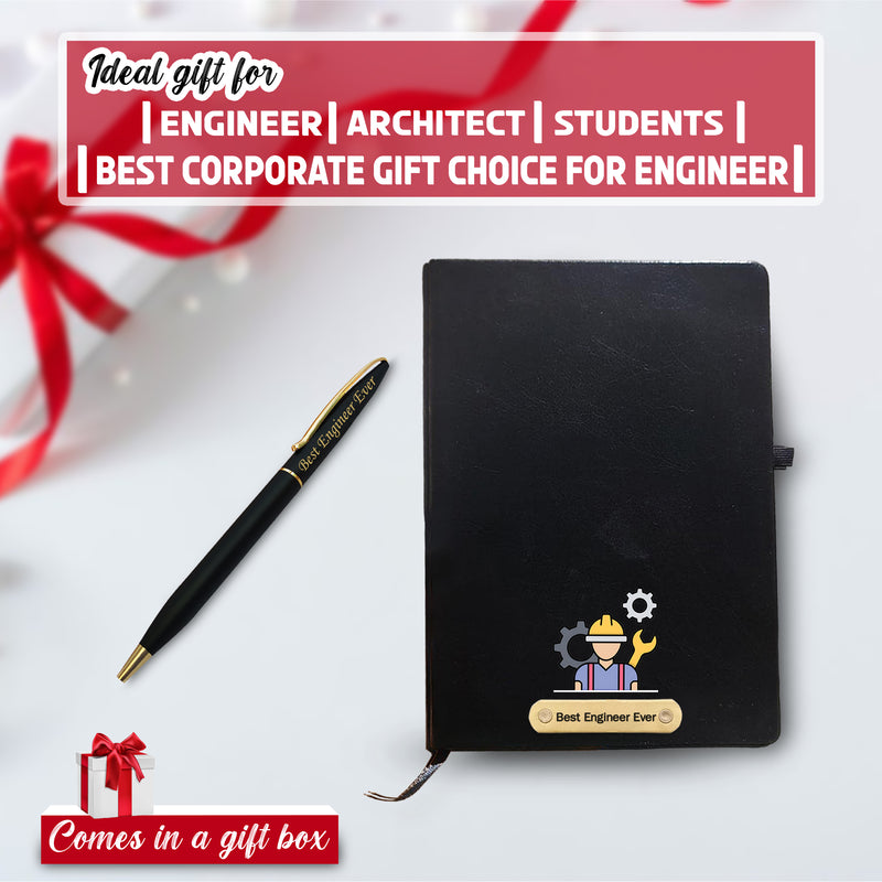 Combo Gifts – Pen Stand, Slim Pen & Diary with 'Best Engineer Ever' Engraved