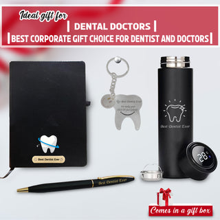Unique Dentist Gift Set – Keychain, Pen, Bottle & Diary with ‘Best Dentist Ever’.