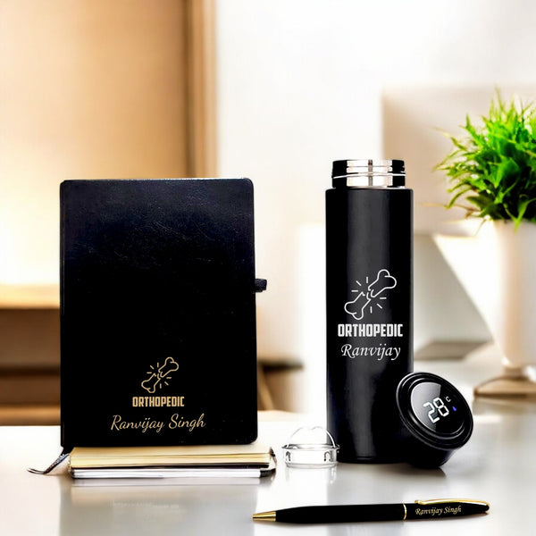 Custom Orthopedic Gift Set - Bottle, Engraved Pen & Logo Diary.