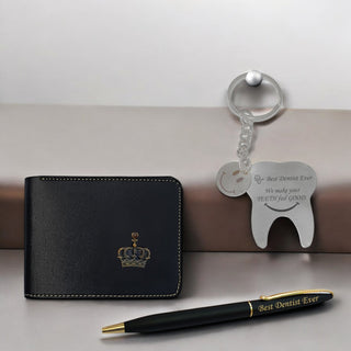 Dentist Gift Combo for Men- Wallet, Pen & Keychain.