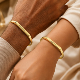 Customized Stainless Steel Kada Bracelet - Engraved Name Armlet for Men & Women.