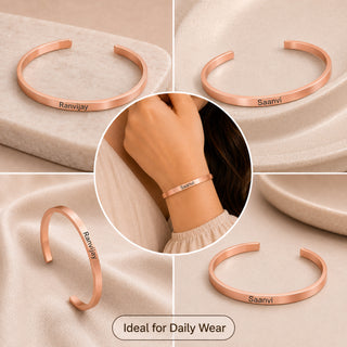Customized Adjustable Stainless Steel Unisex Kada With Name Engraved.