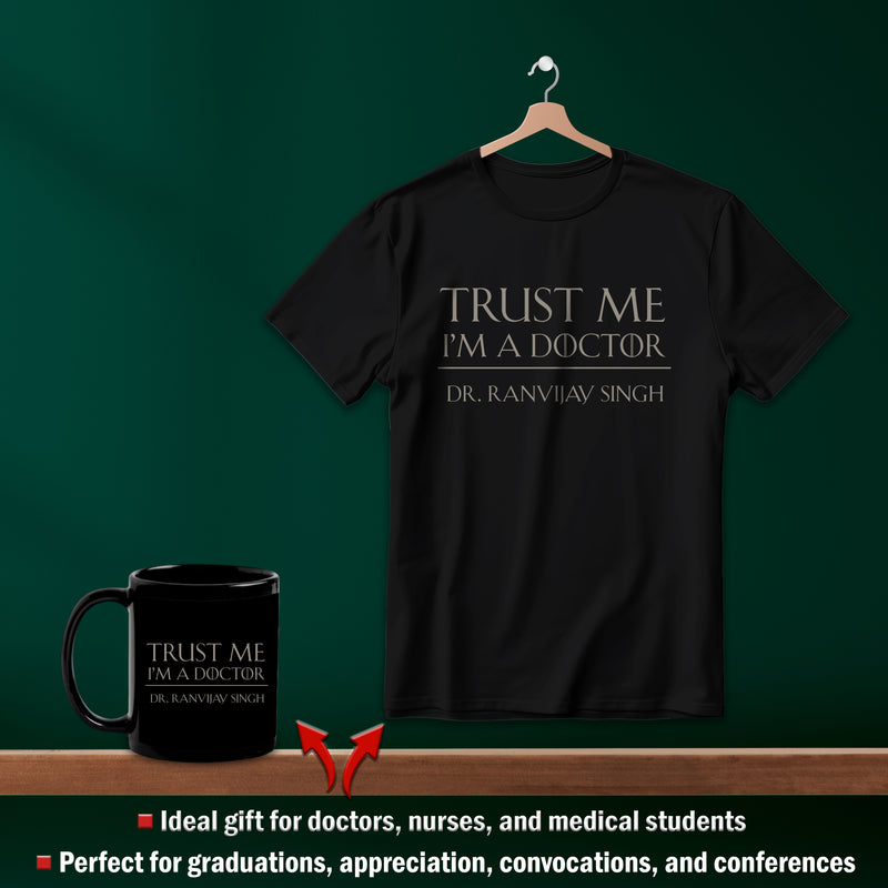 Personalized Doctor Gift Set – Custom Name Printed T-Shirt & Mug for Medical Professionals