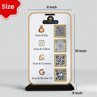 Custom Acrylic QR Code Stand with 4 QR Slots – 6x8 Inch Table Display