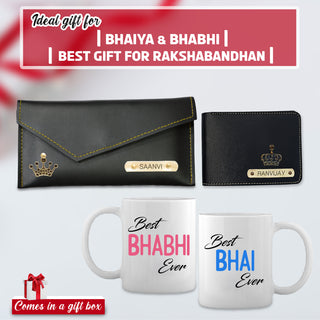 Men's Wallet & Sling Bag with Best Bhaiya/Bhabhi Mug Set.